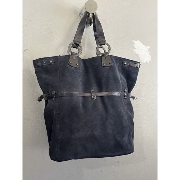 Gianni Bini Large Tote Bag Blue Suede style bucket - Picture 4 of 16